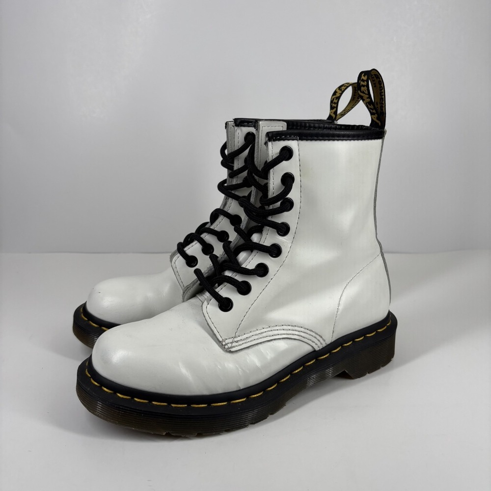Dr. Martens 1460 Women's US 5 White Smooth Leather 8-Eyelet Casual Lace-Up Boots